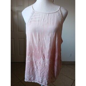 Mudd Womens Rayon Halter Pink Tank Top Size XL‎ Lace Details Bohemian